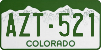 CO license plate AZT521