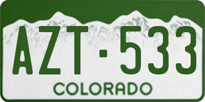 CO license plate AZT533