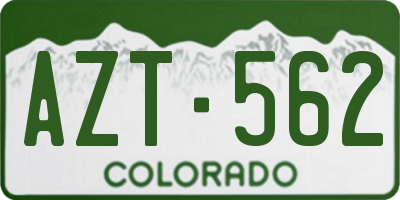 CO license plate AZT562