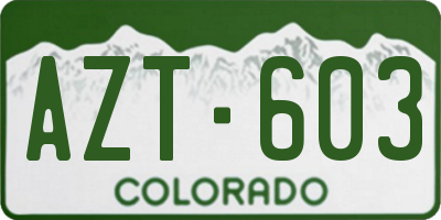 CO license plate AZT603