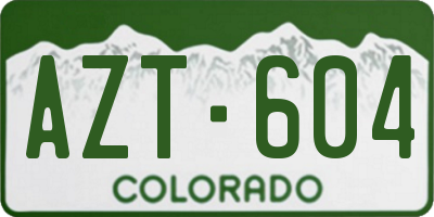 CO license plate AZT604