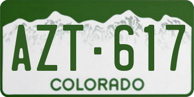 CO license plate AZT617