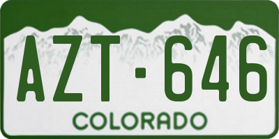 CO license plate AZT646
