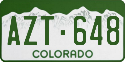 CO license plate AZT648