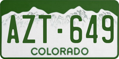 CO license plate AZT649