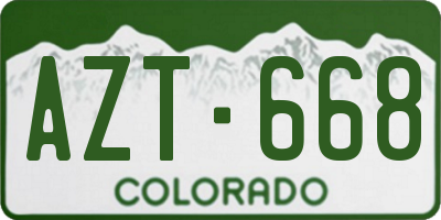 CO license plate AZT668