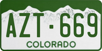 CO license plate AZT669