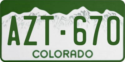 CO license plate AZT670