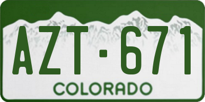 CO license plate AZT671