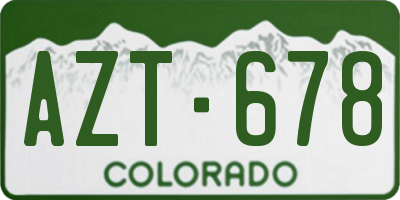 CO license plate AZT678