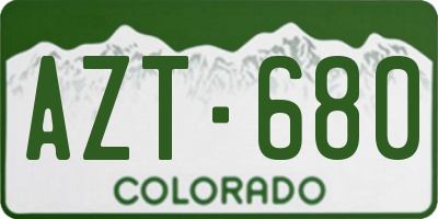 CO license plate AZT680