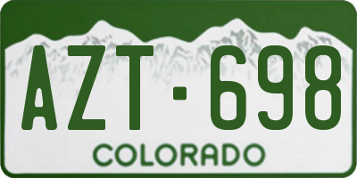 CO license plate AZT698