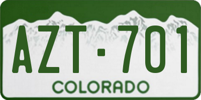 CO license plate AZT701