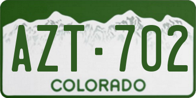 CO license plate AZT702