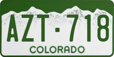 CO license plate AZT718