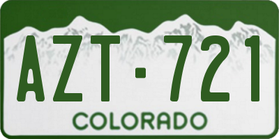 CO license plate AZT721