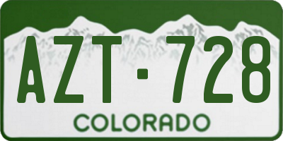 CO license plate AZT728