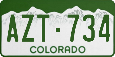 CO license plate AZT734