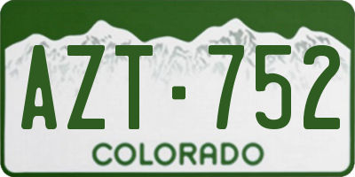 CO license plate AZT752