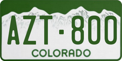 CO license plate AZT800