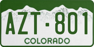 CO license plate AZT801