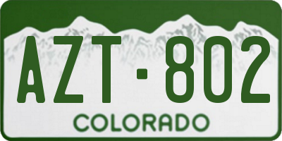 CO license plate AZT802