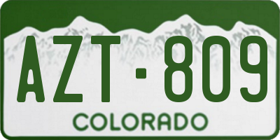 CO license plate AZT809