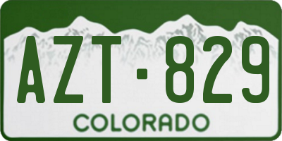 CO license plate AZT829