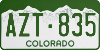 CO license plate AZT835