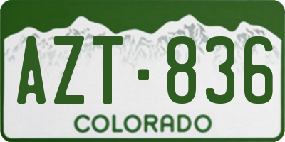 CO license plate AZT836