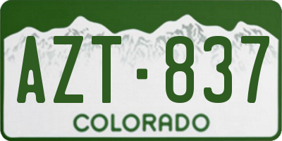 CO license plate AZT837