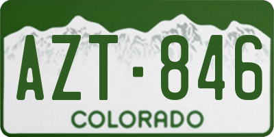 CO license plate AZT846