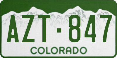 CO license plate AZT847