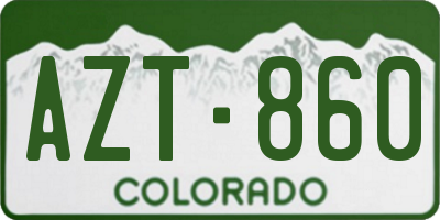 CO license plate AZT860