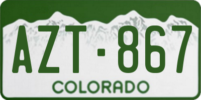 CO license plate AZT867