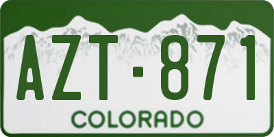 CO license plate AZT871