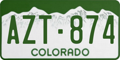 CO license plate AZT874