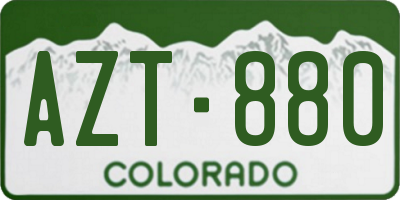 CO license plate AZT880
