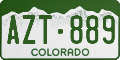 CO license plate AZT889