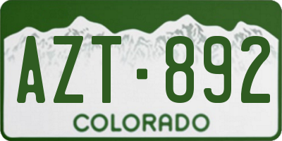 CO license plate AZT892