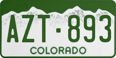 CO license plate AZT893