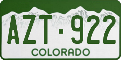 CO license plate AZT922