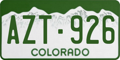 CO license plate AZT926