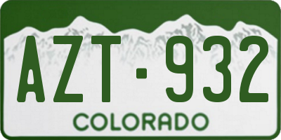 CO license plate AZT932