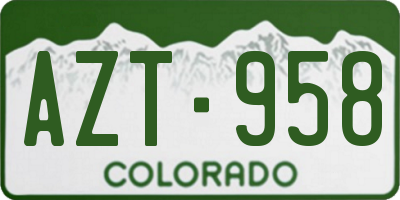 CO license plate AZT958