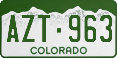 CO license plate AZT963