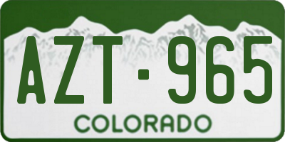 CO license plate AZT965