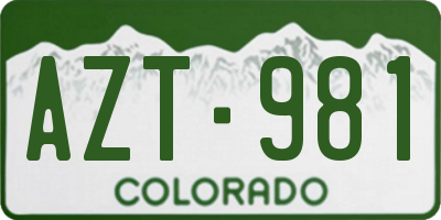 CO license plate AZT981