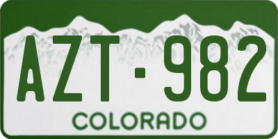 CO license plate AZT982