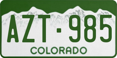 CO license plate AZT985